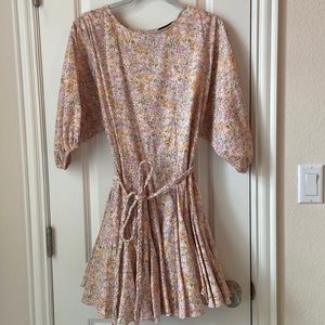 Light pink floral tie waist Dress